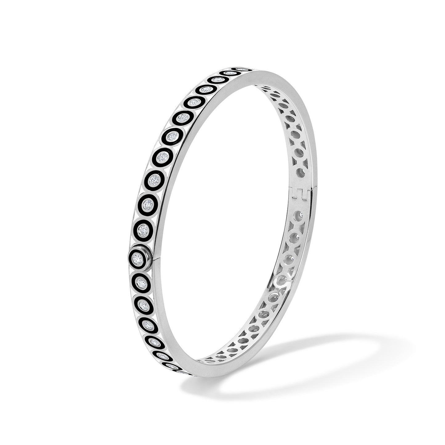 Saturn Black Circle Bracelet - White Gold