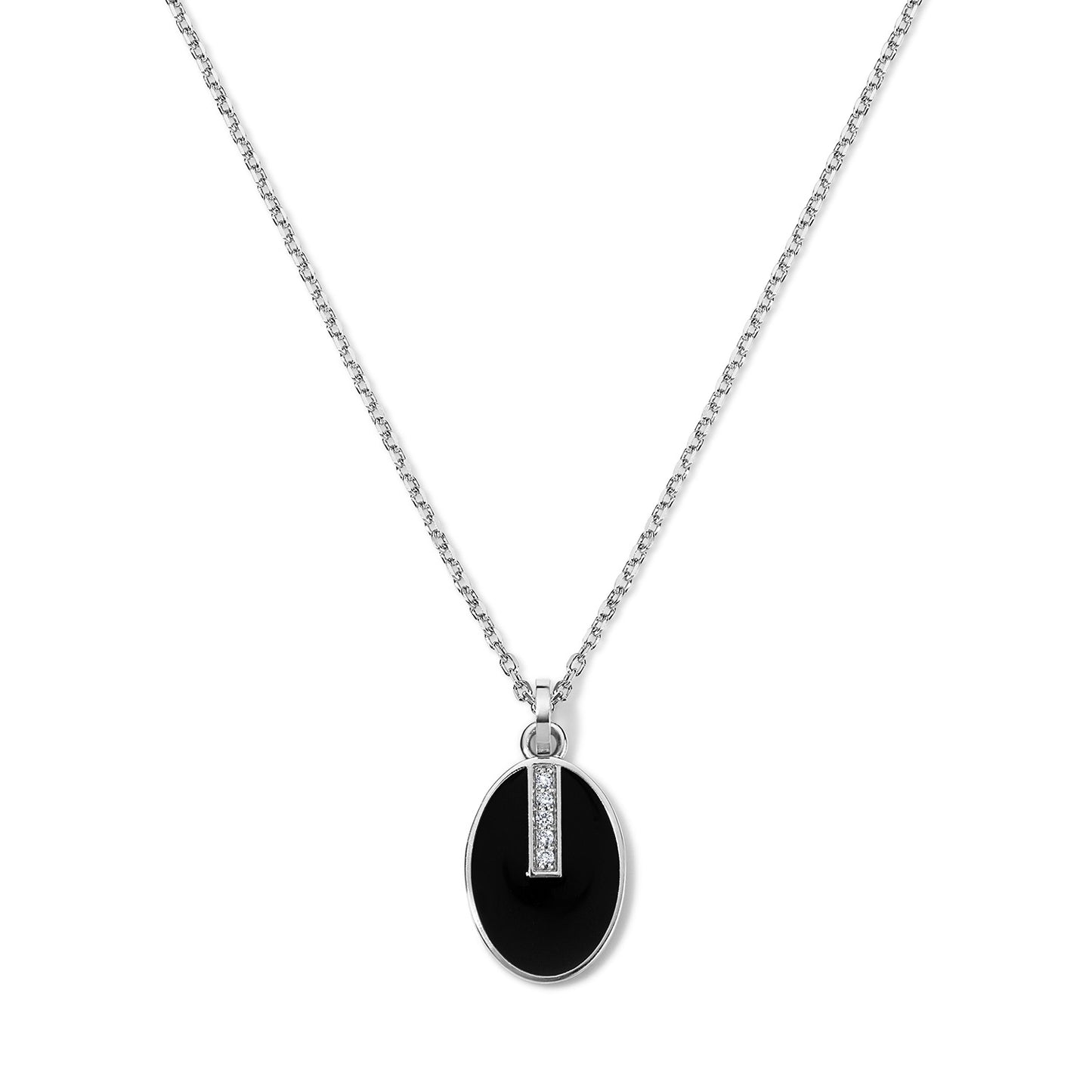 Line Diamond Bar Pendant - White Gold