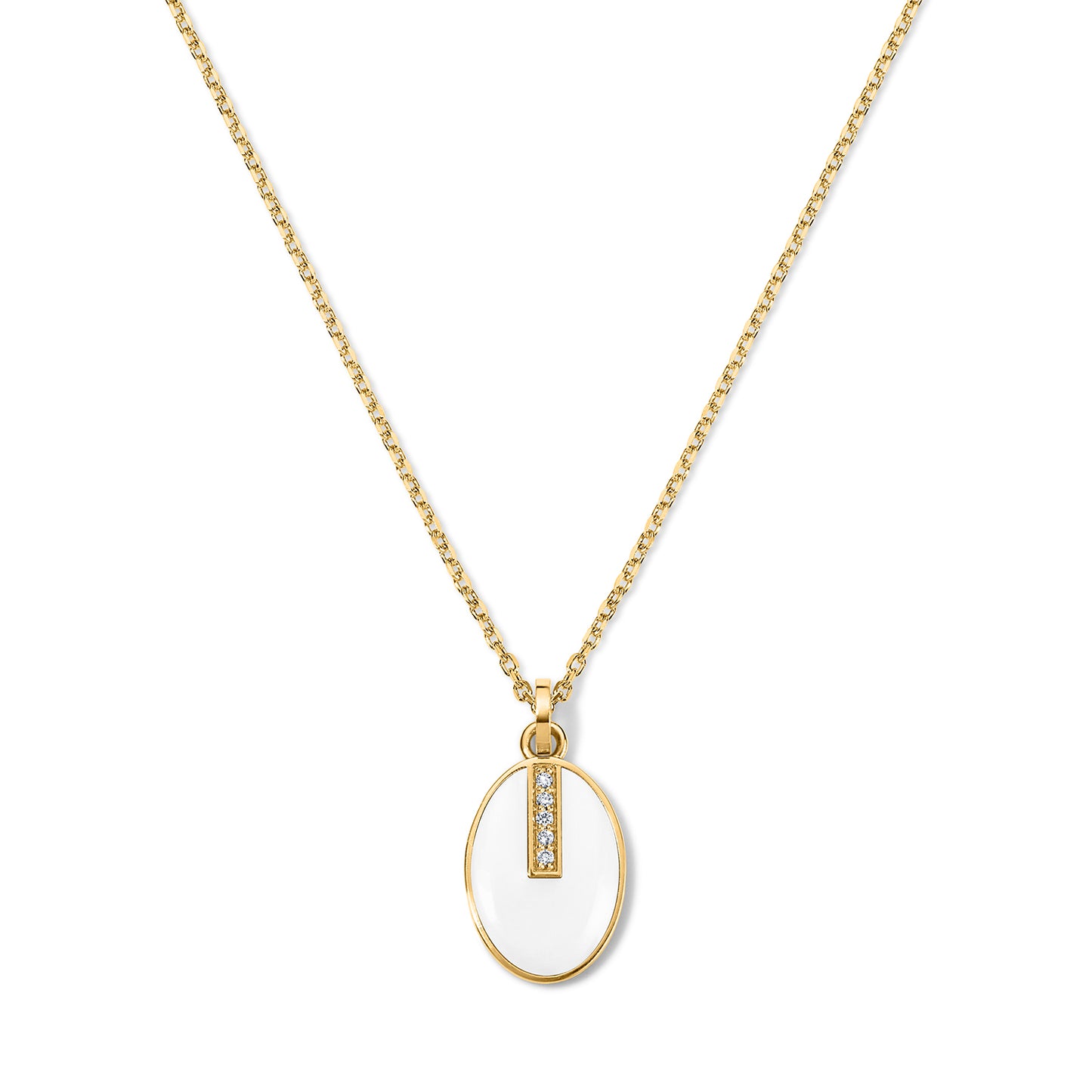 Line Diamond Bar Pendant - Yellow Gold