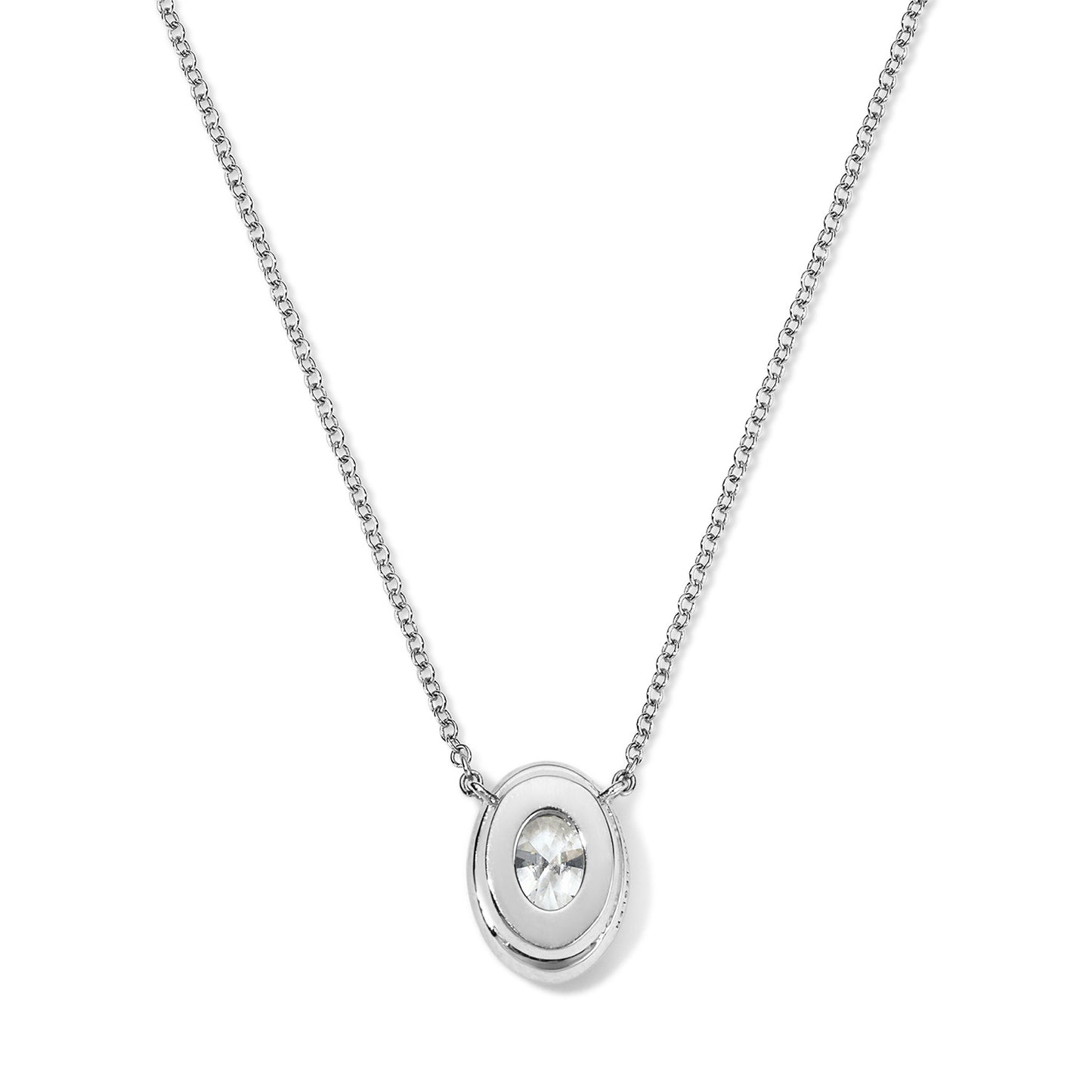 Nova Oval Necklace - White Gold