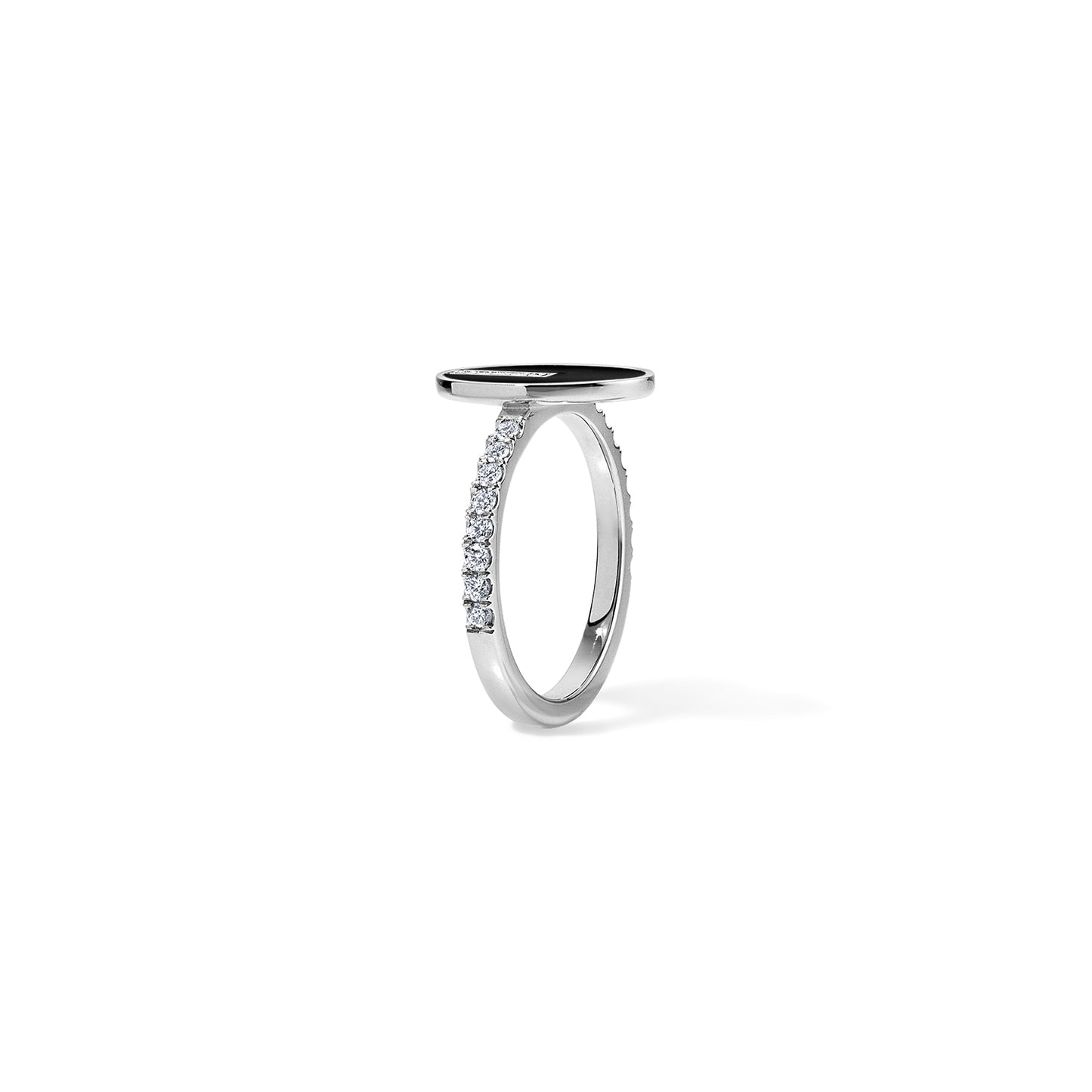 Line Diamond Bar Ring - White Gold
