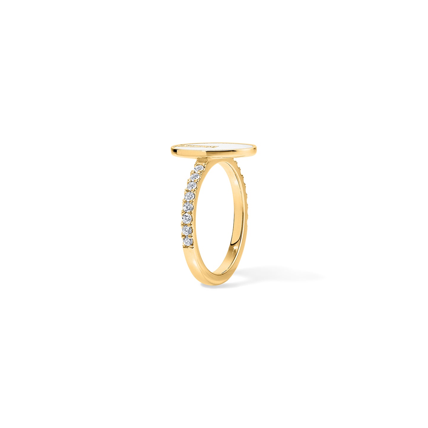 Line Diamond Bar Ring - Yellow Gold