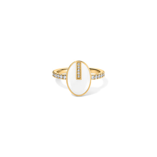 Line Diamond Bar Ring - Yellow Gold 