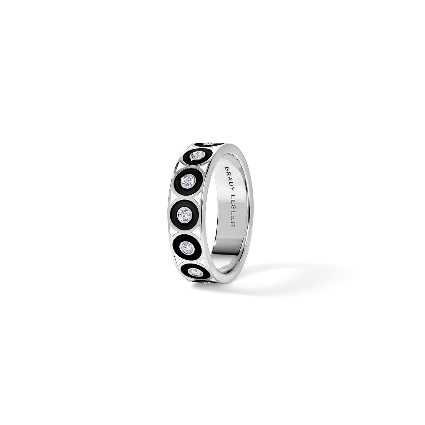 Saturn Black Circle Ring - White Gold
