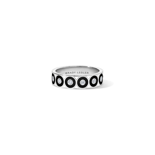 Saturn Black Circle Ring - White Gold