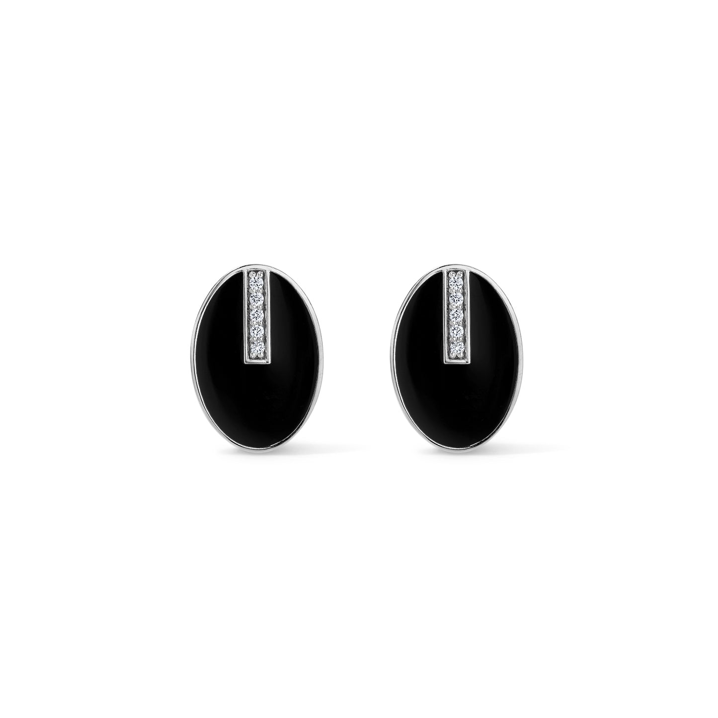 Line Diamond Bar Earrings - White Gold