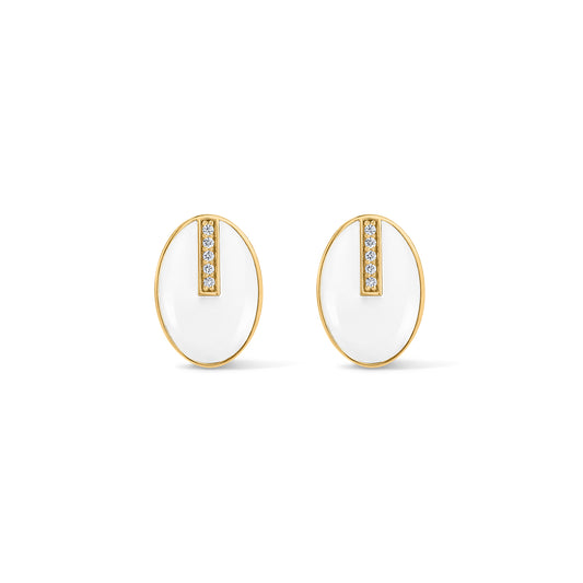 Line Diamond Bar Earrings - Yellow Gold