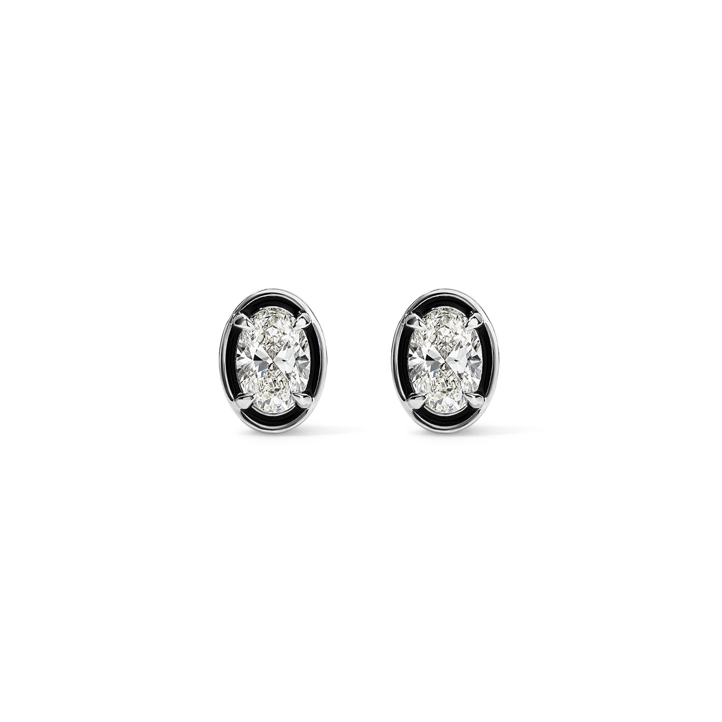 Nova Oval Earrings - White Gold