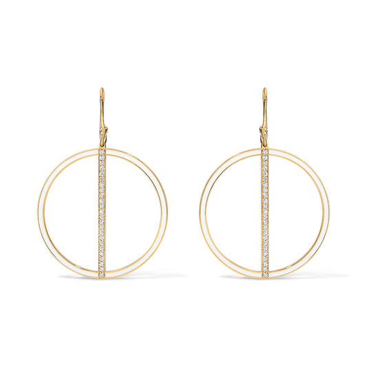 Line Large Hoop Earrings - Yellow Gold