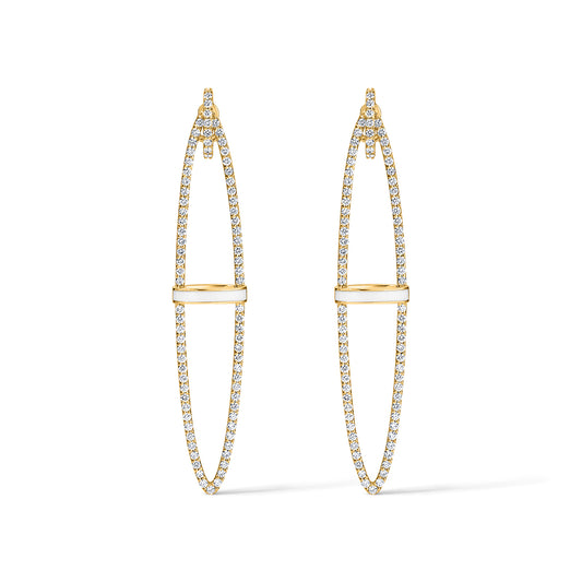 Line Oval Earrings - Yellow Gold