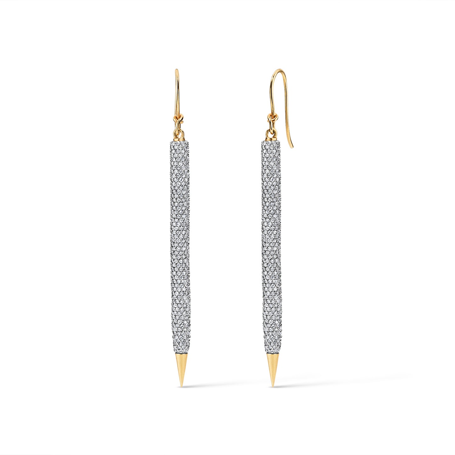 Pencil All Diamond Earrings - Yellow Gold