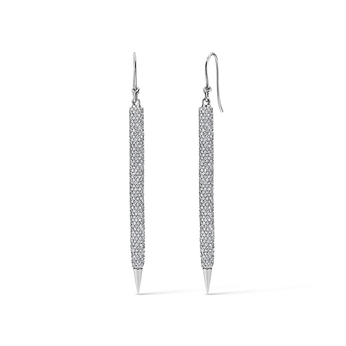 Pencil All Diamond Earrings - White Gold