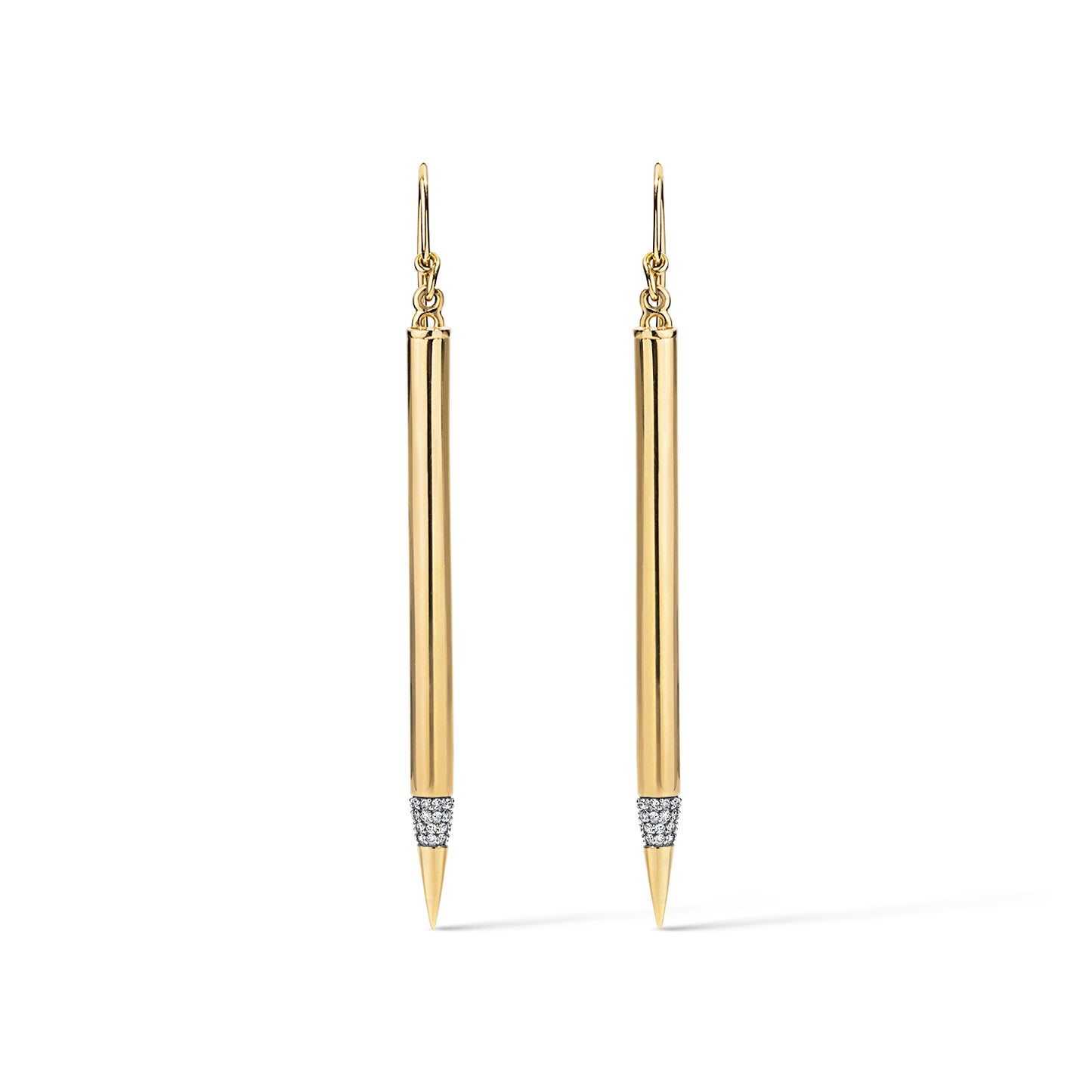 Pencil Diamond Tip Earrings - Yellow Gold