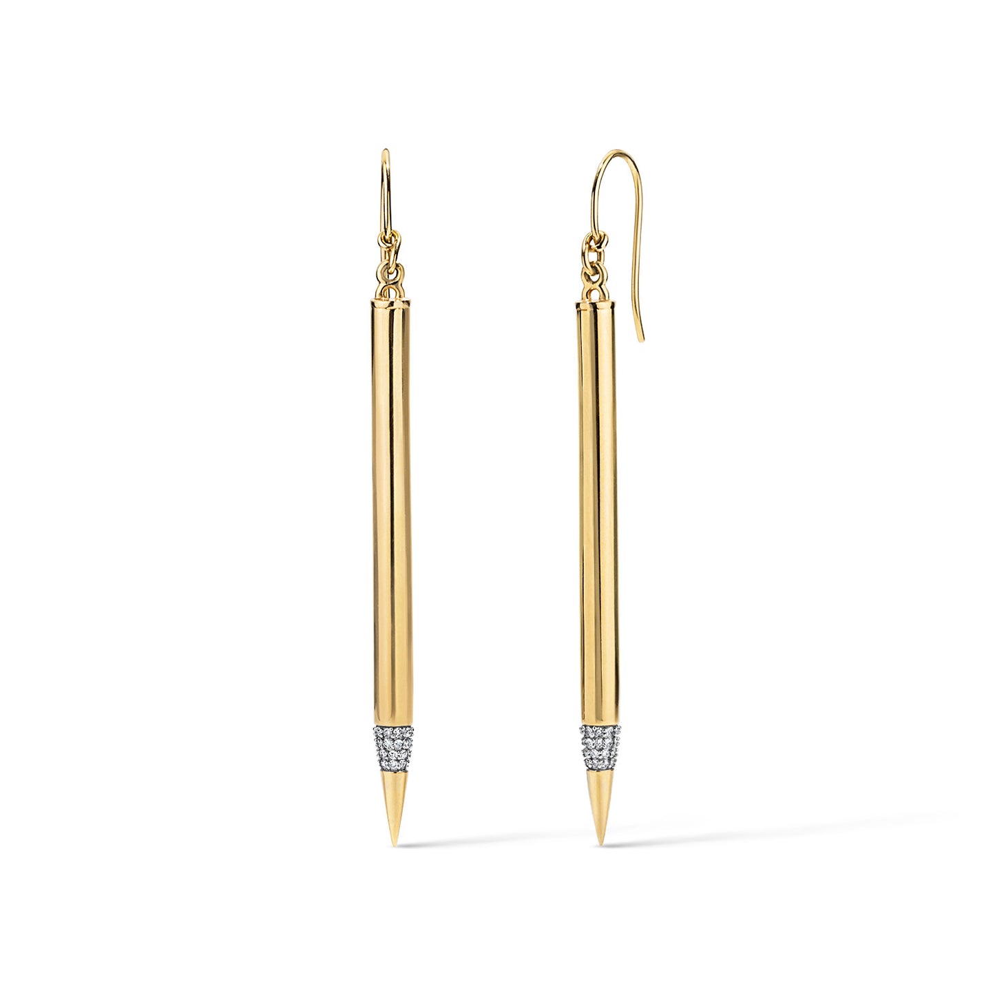 Pencil Diamond Tip Earrings - Yellow Gold