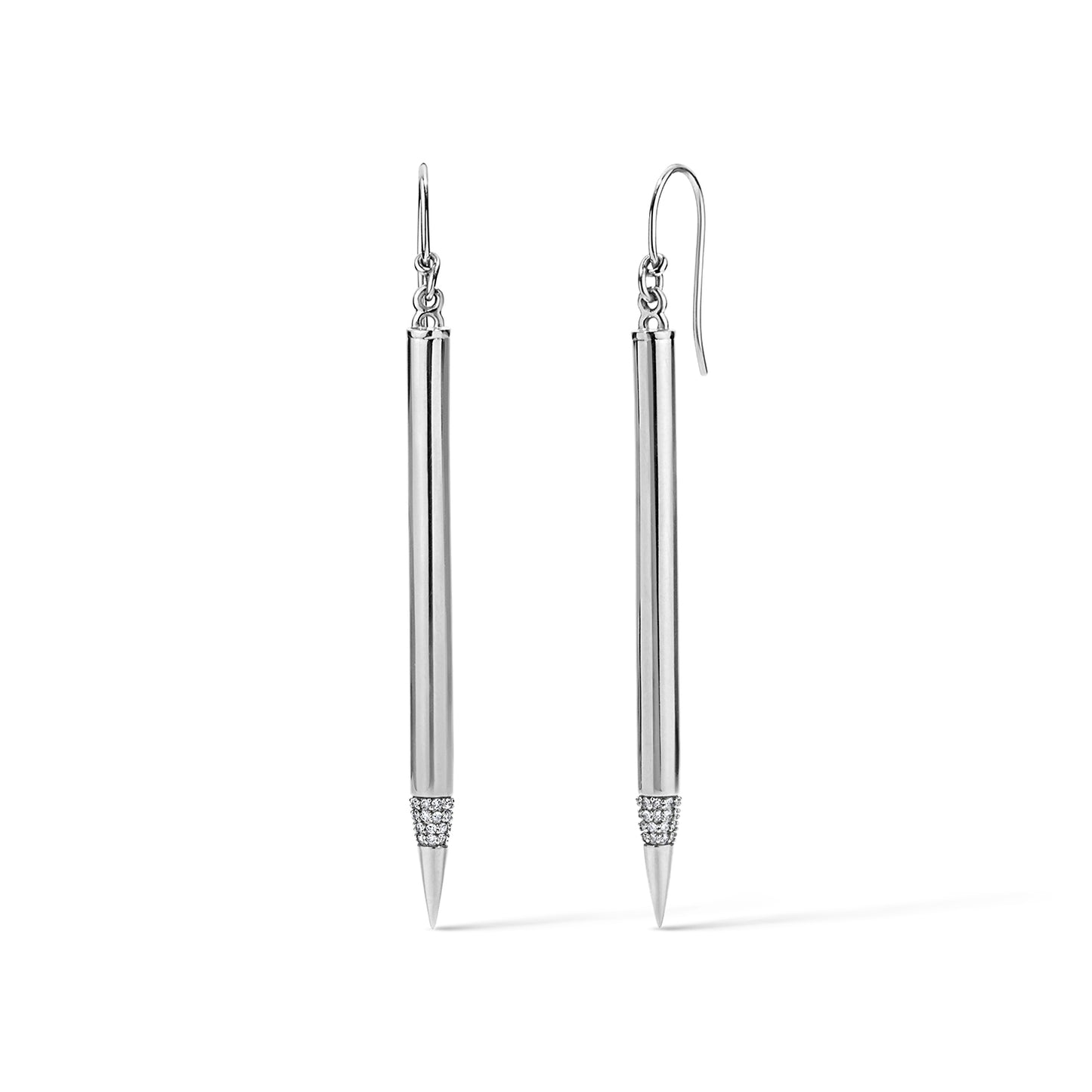 Pencil Diamond Tip Earrings - White Gold