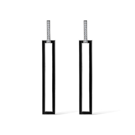 Subway Rectangle Earrings - White Gold