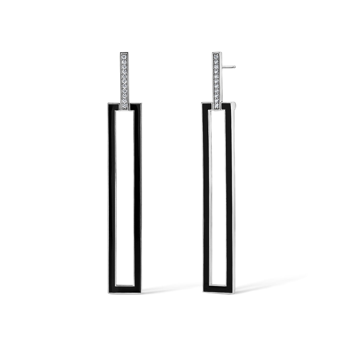 Subway Rectangle Earrings - White Gold