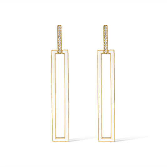 Subway Rectangle Earrings - Yellow Gold