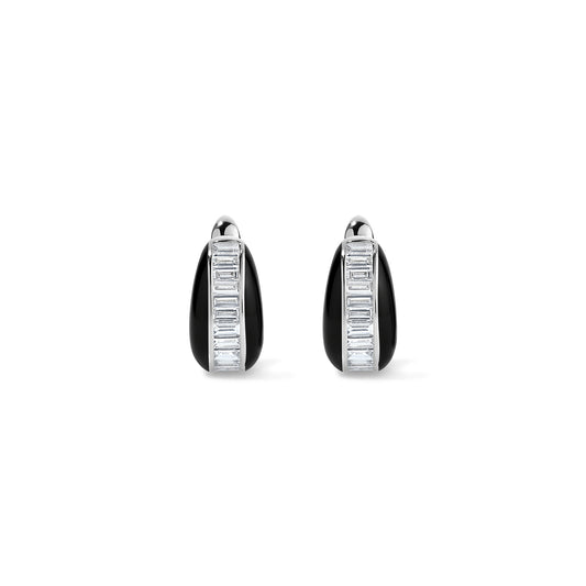 Subway Baguette Earrings - White Gold