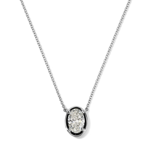 Nova Oval Necklace - White Gold