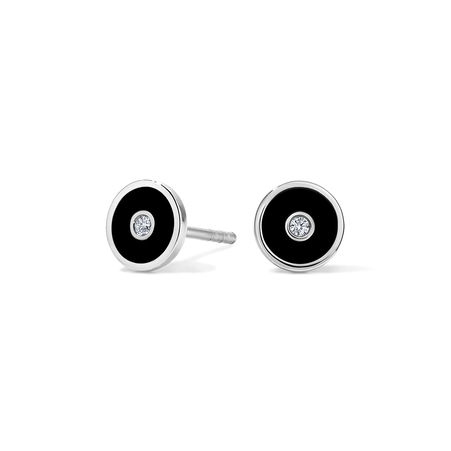 Saturn Stud Earrings - White Gold