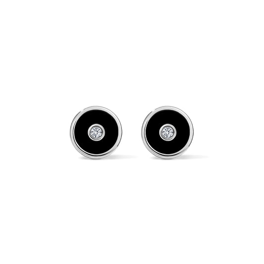 Saturn Stud Earrings - White Gold