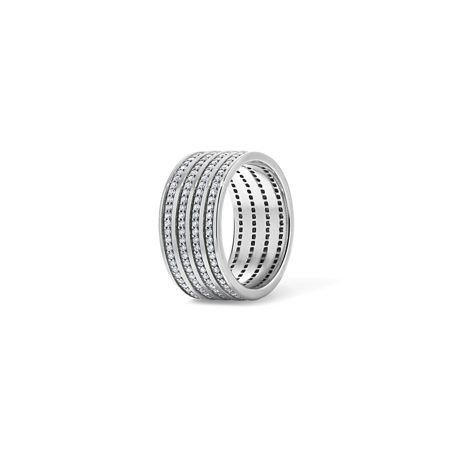Line Four Band Ring - White Gold