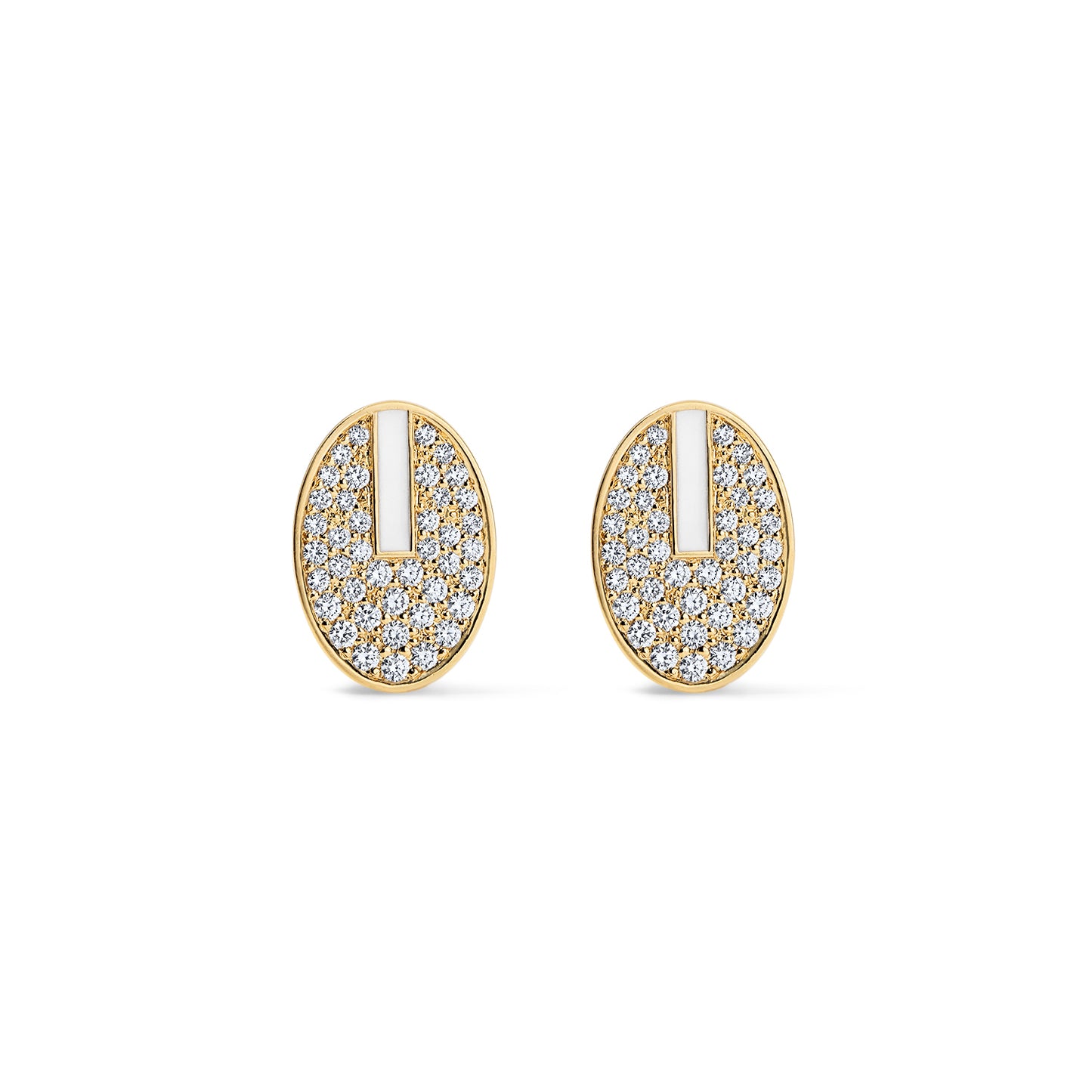 Line Pavé Earrings - Yellow Gold