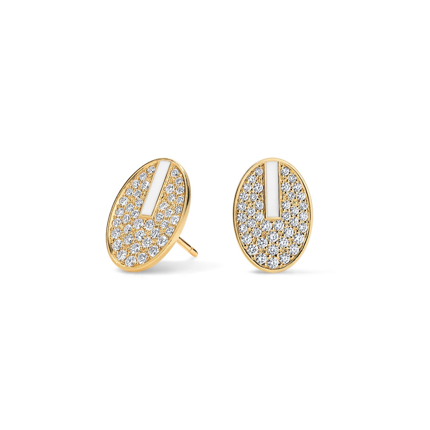 Line Pavé Earrings - Yellow Gold